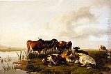 Thomas Sidney Cooper Famous Paintings - The Lowland Herd